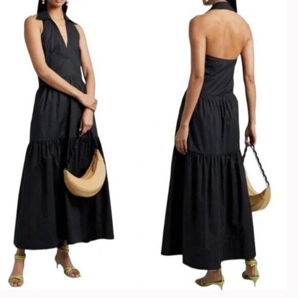 Nicholas Halo Collared Halter Neck Tiered Midi Dress in Mocha, NWT, 0 - Picture 16 of 16